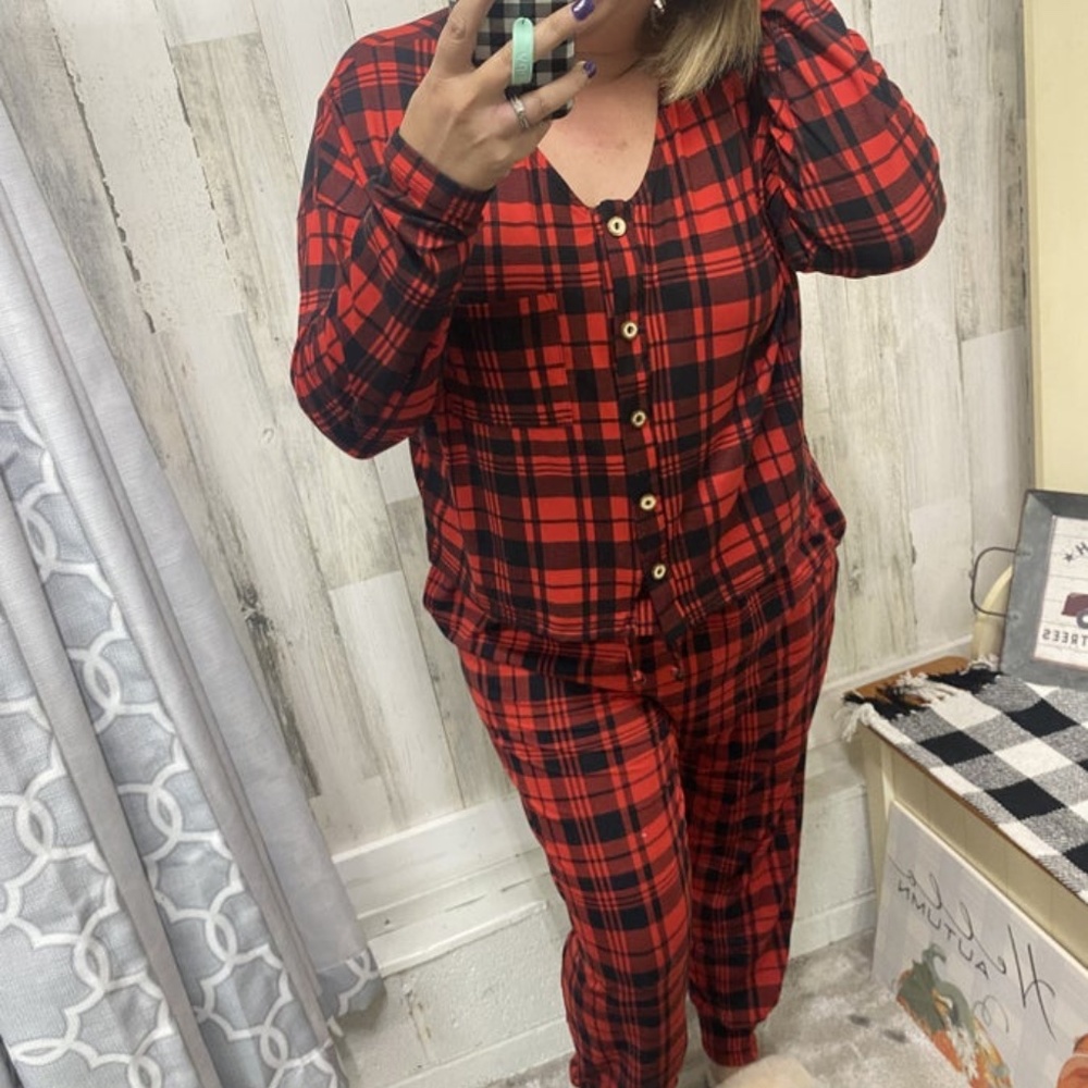 Red plaid lounge set